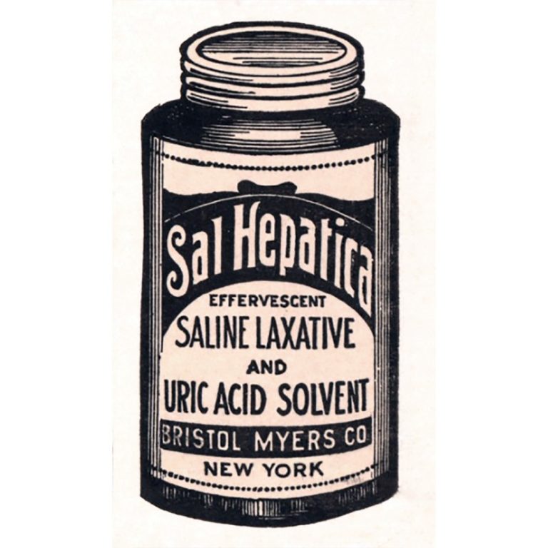 Clinton Pharma’s (Bristol-Myers) first nationally recognized product was laxative mineral salt Sal Hepatica