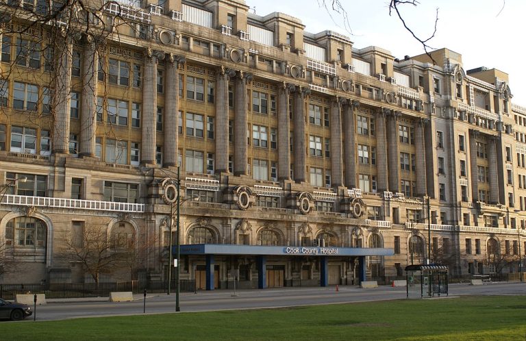 The Cook County Hospital added a children’s hospital, men’s hospital, new morgue, and  receiving/admitting building