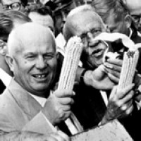 Soviet leader Nikita Khrushcev visited the Iowa corn farm to verify impressive corn hybrid stories